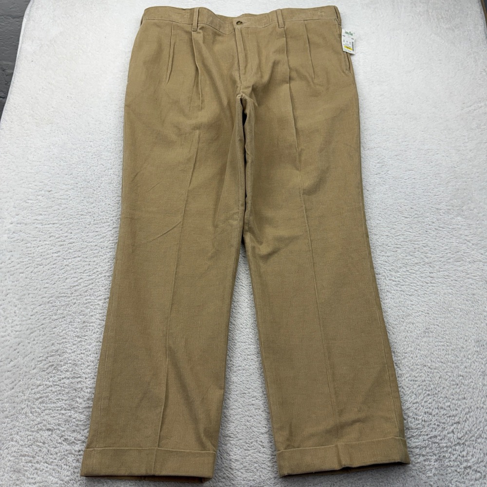 Alan Flusser Savana Corduroy Pant Mens 40x30 Khaki Tan Pleated Cuffed Cotton NEW
